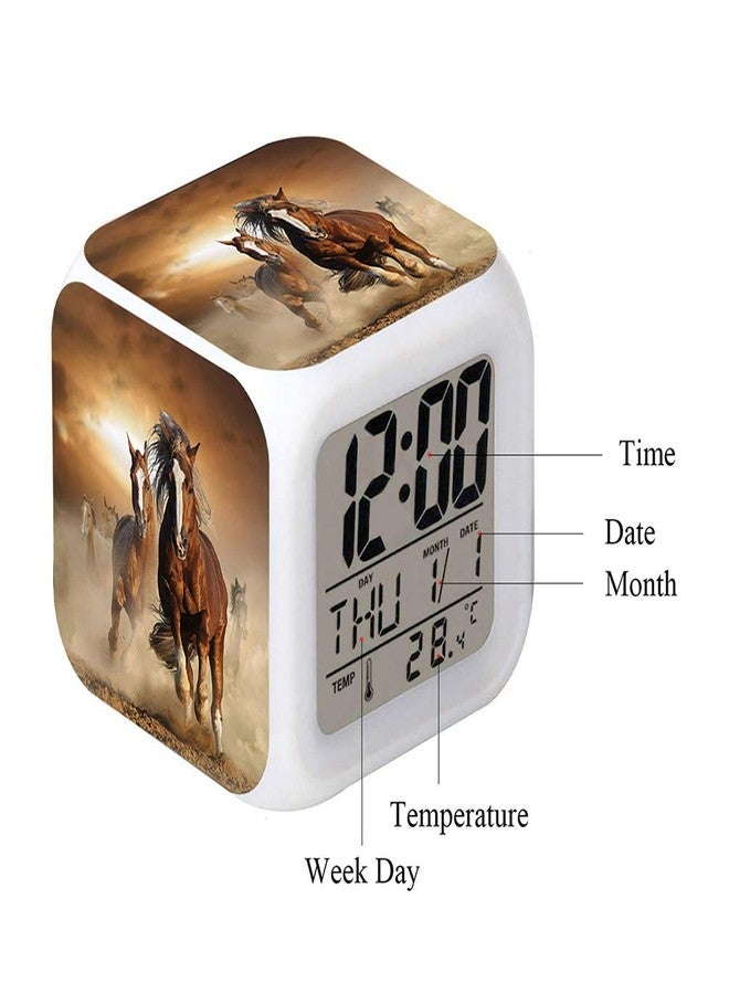 Cointone Led Alarm Clock Horse Design Creative Desk Table Clock Glowing Electronic Colorful Digital Alarm Clock for Unisex Adults Kids Toy Birthday Present - Image 4
